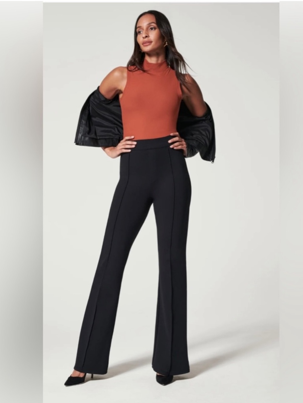 SPANX The Perfect Pant High-Rise Black Ponte Flare Sz. S Regular